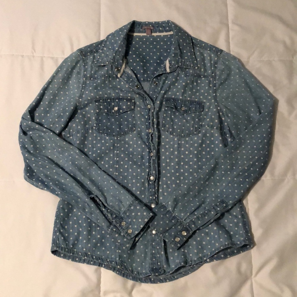 Polka dot denim shirt